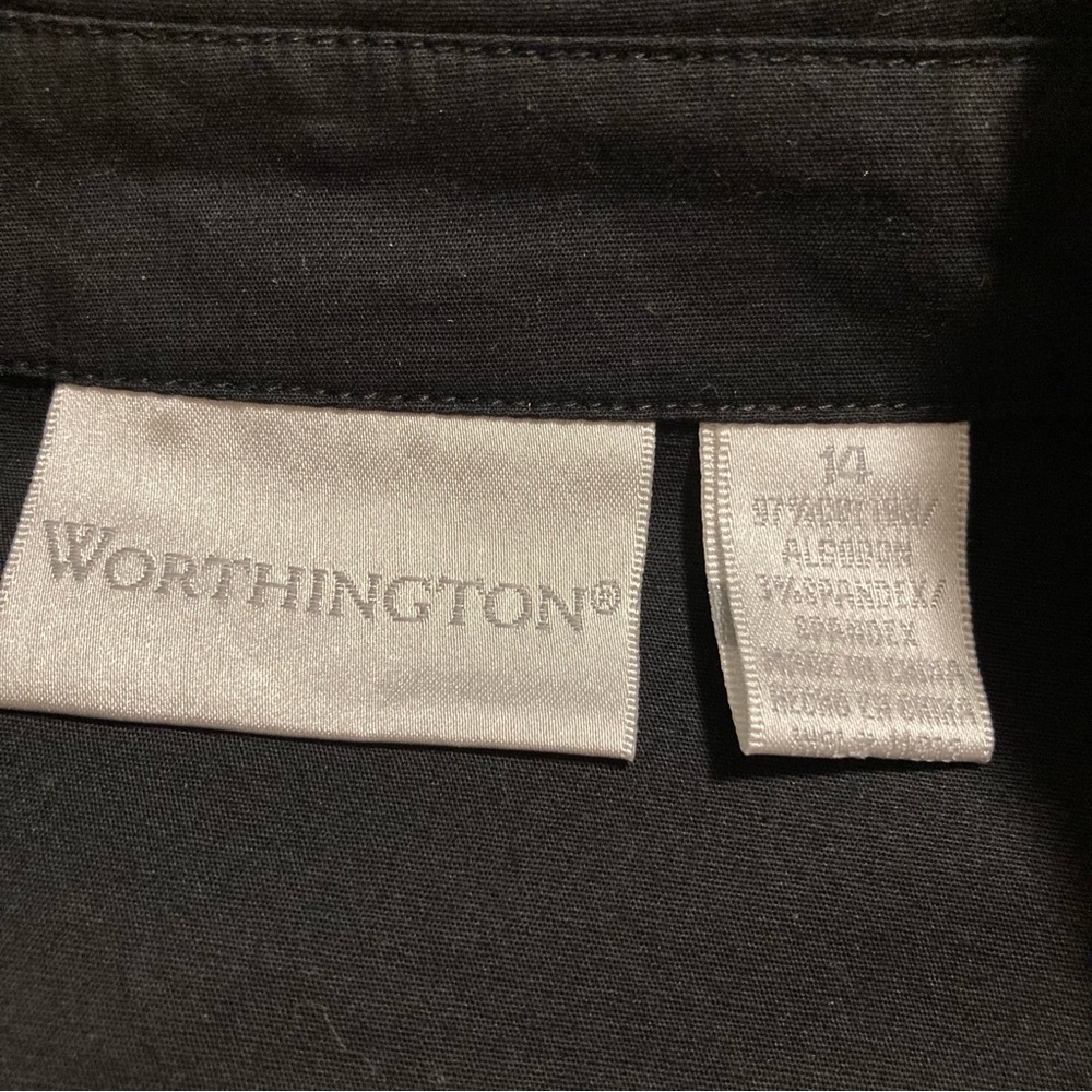 NWOT Worthington Vintage 90s Sleeveless Ruffle Top Blouse Black Women's Size 14 - Picture 11 of 12